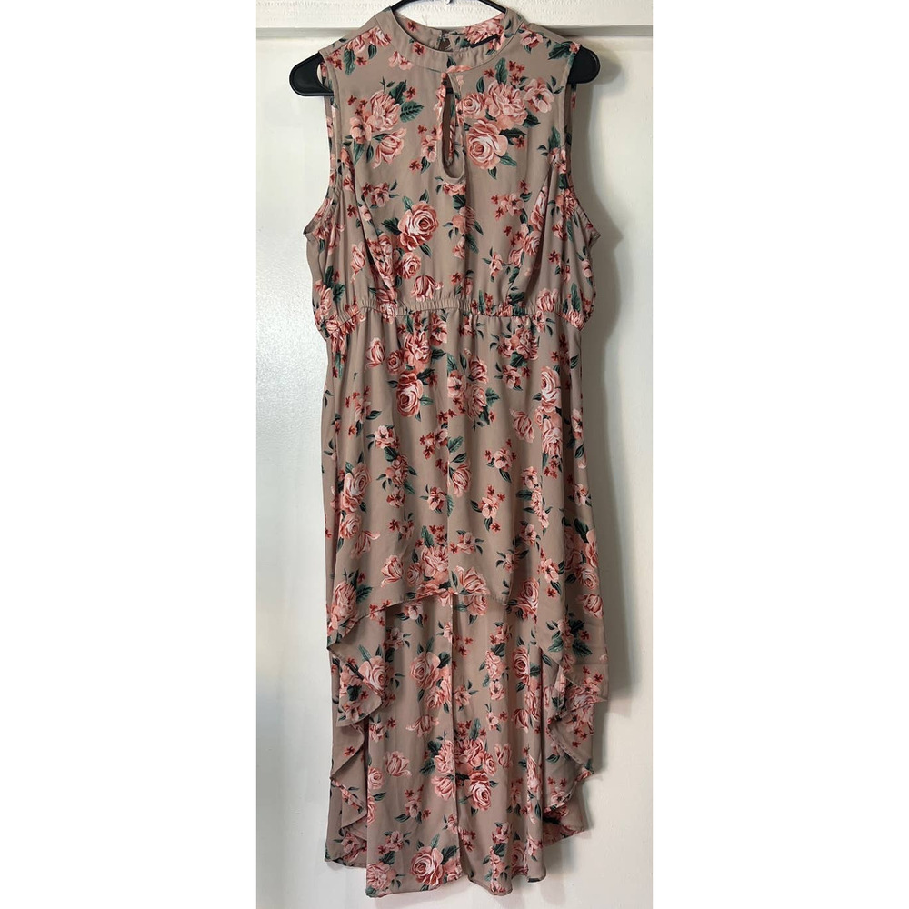 Torrid Dress Women's 0 Biege Pink Floral High low